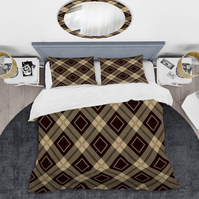 Ensemble de housse de couette en microfibre crème / brun 3 pièces