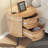 Round Side Table with Drawers , Modern Night Stand with Storage Wooden Accent End Table Circle Bedside Table with Metal Legs-1720520197