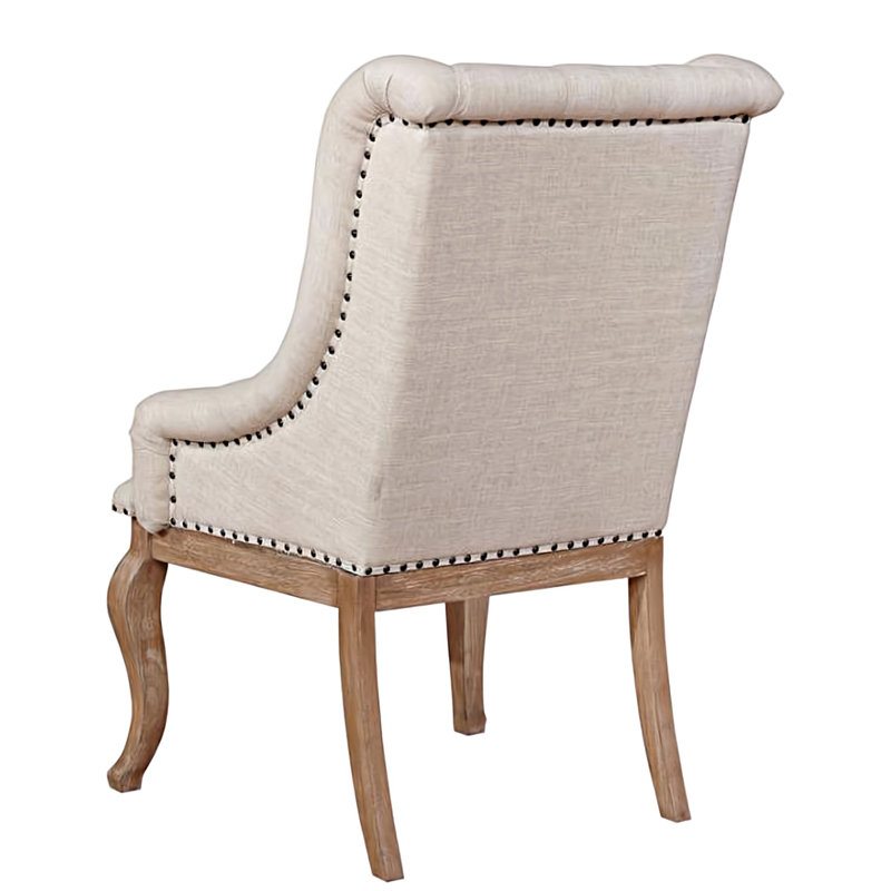 Chaise avec accoudoirs capitonnée Danese, Brun orge
