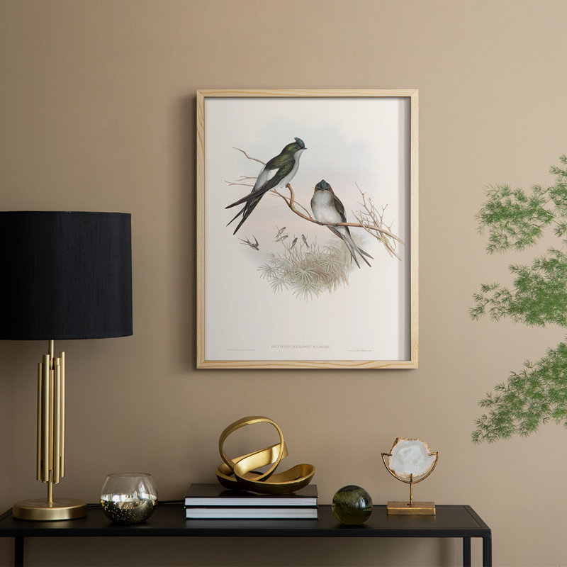 Imprimé animalier rétro X, reproduction encadrée - bois massif, Naturel, H 21 po x l 17 po