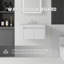 Meuble-lavabo suspendu de 91 cm avec lavabo, porte à fermeture amortie, comptoir et dosseret en marbre synthétique blanc de Carrare de 1,5 cm d'épaisseur, contreplaqué