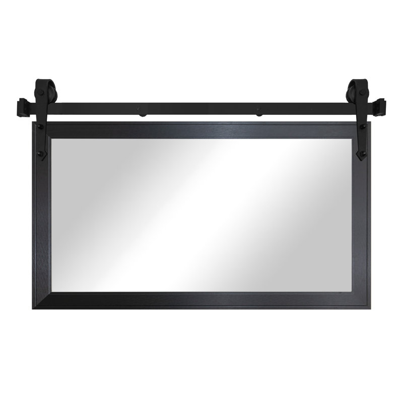 Kolette Flat Wall Mirror, 24" H x 33" W, Black Steel
