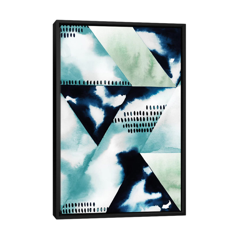« blue billow ii », reproduction d’impression sur toile, H 26 po x l 18 po x P 1,5 po, Toile avec cadre noir, Pas de tapis