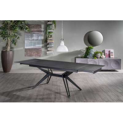 Larned Extendable Metal Base Dining Table