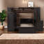 Lit mezzanine en bois multifonctionnel peu encombrant avec rangement, finition espresso