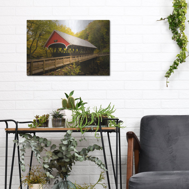 «Flume Covered Bridge» par Brandon Wong, art mural, H 12 po x l 16 po