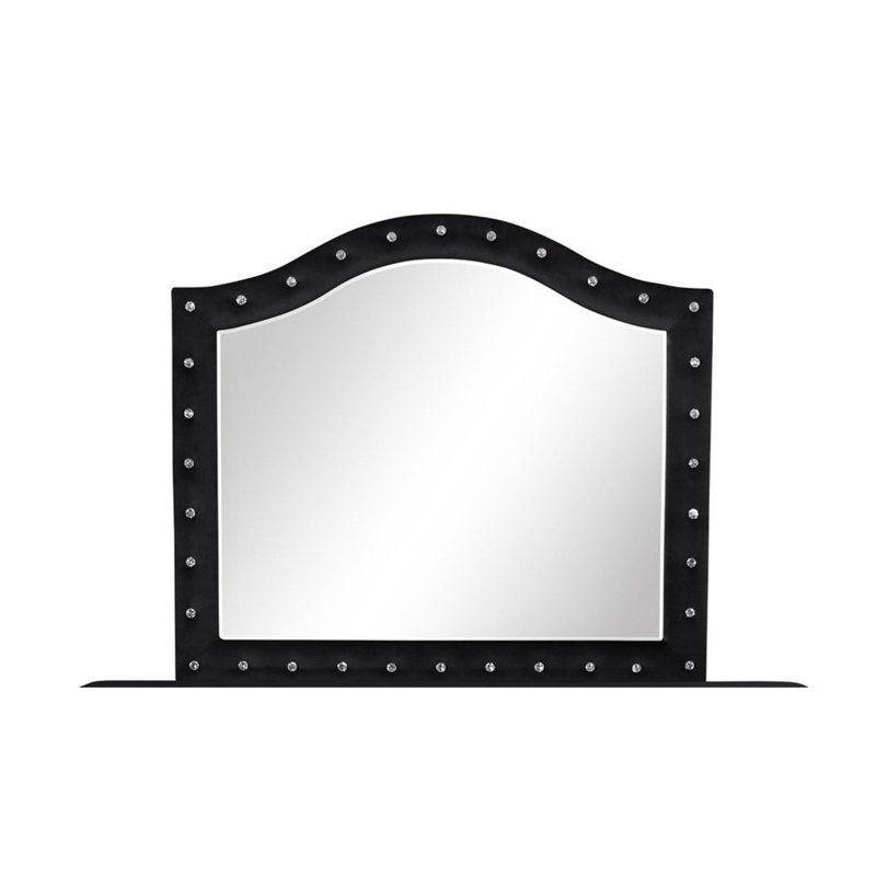 Miroir capitonné en cristal Sophia Modern Style, Noir