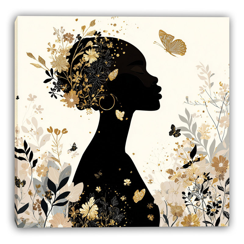 Art mural sur toile Botanical Crown Silhouette, L 20 po x H 20 po x P 1,5 po