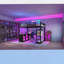 Lit mezzanine en métal avec garde-robe, bureau en L et rangement en métal, parfait pour une utilisation compacte et multifonctionnelle