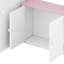 Lit mezzanine double avec rangement, porte et fenêtre, structure de lit en bois avec rangement-581308162