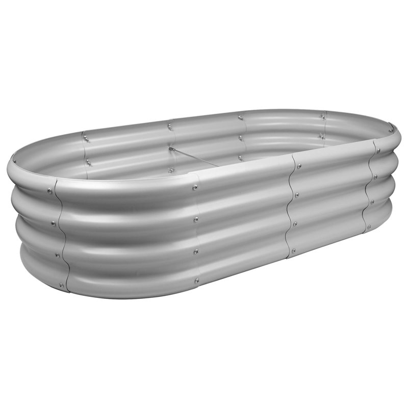 Metal Raised Garden Bed, 30cm H x 120cm W x 60cm D, Silver
