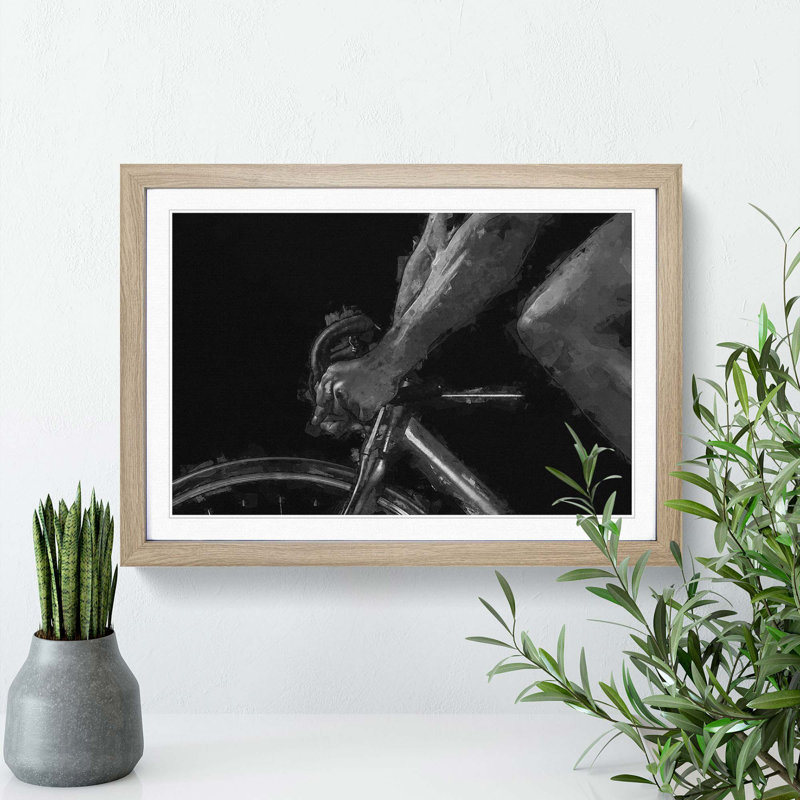 Cycling in Abstract - Picture Frame Graphic Art Print, 48cm H x 65cm W x 2cm D, Oak Framed