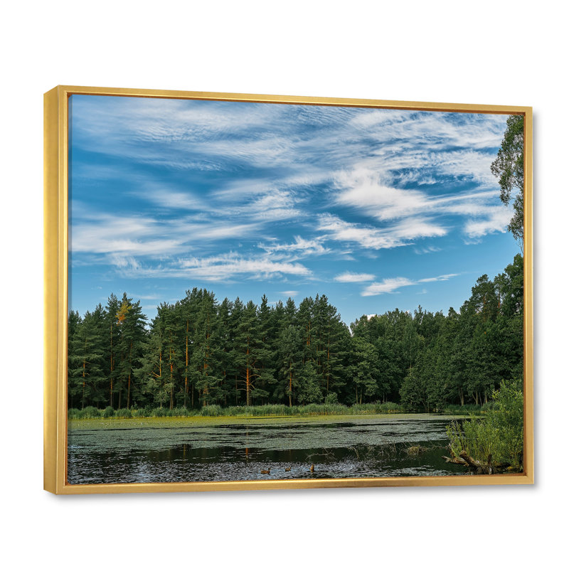 «Blue Mountain Lake Sunset In Arkansas II», reproduction sur toile, H 12 po x l 20 po x P 1 po, Cadre flottant doré
