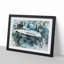 Teal Blue Drum Kit in Abstract - Framed Print-55729650-55729652