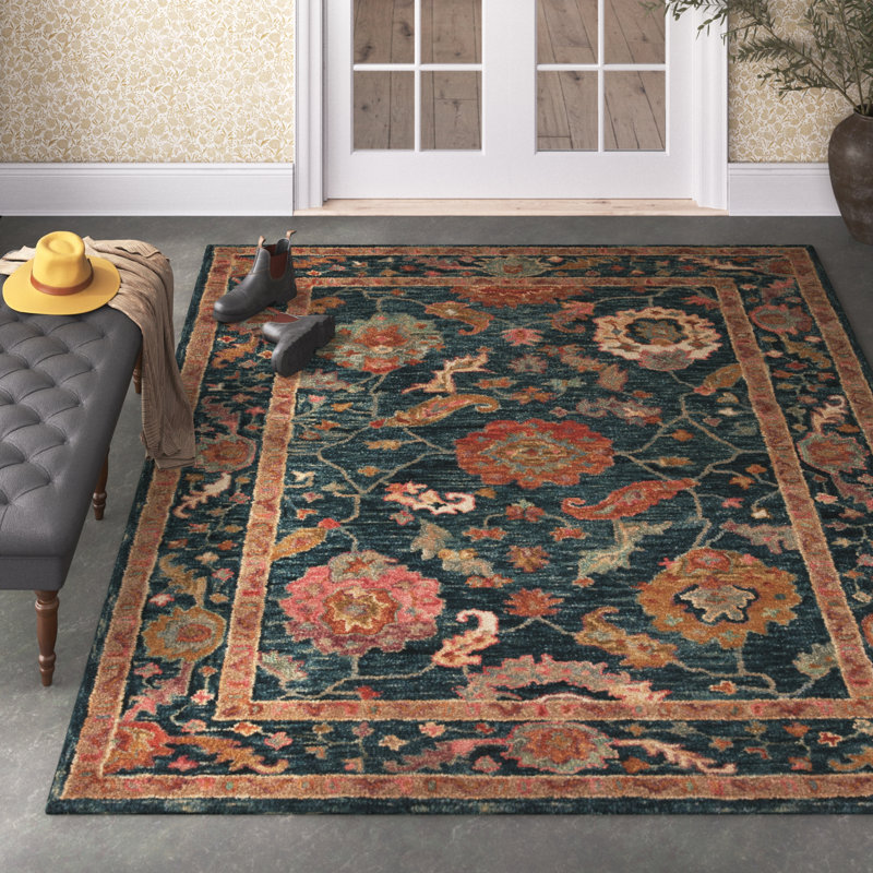 Elmsford Hand Hooked Wool Oriental Indoor Rug, Rectangle 8'6" x 12'