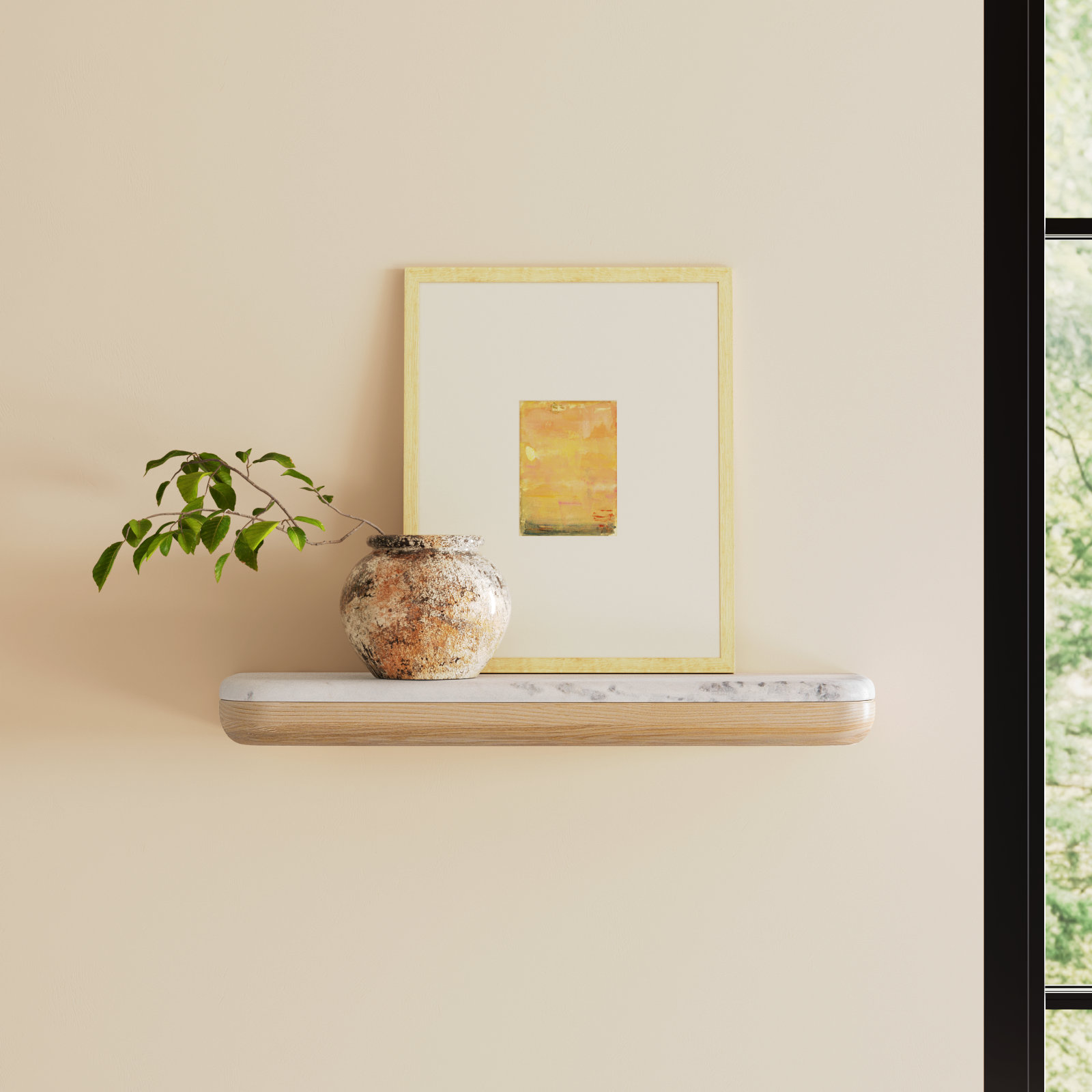 Pillar Wall Shelve-Large, 2.5" H x 24" W x 6" D, Calm Nature