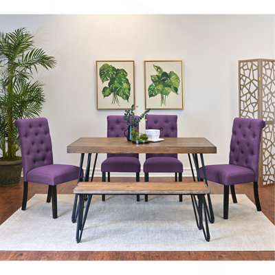 6-Piece Dining Set, Hairpin Dining Table With 4 Chairs And Bench, 4 Colour Options