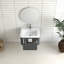 Meuble-lavabo mural de 24 po gris, lavabo intégré en céramique blanche, 45 poignées en angle, tiroir à fermeture en douceur, imperméable, rangement spacieux, style pour la salle de bain, contreplaqué facile à installer, tiroir