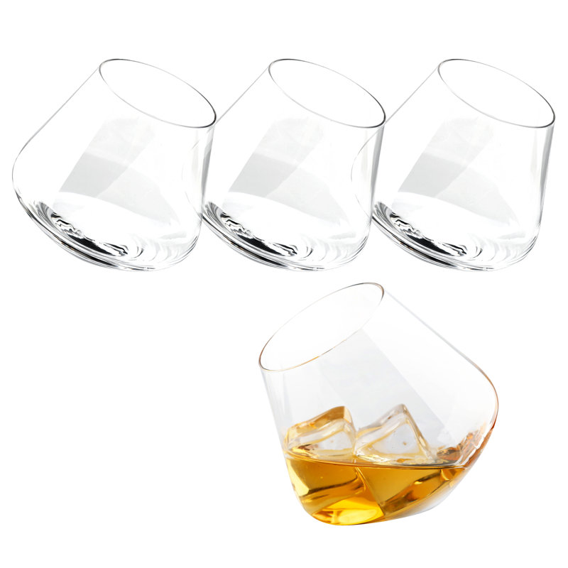 35oz Clear Tilted Crystal Whiskey Glass Set of 4
