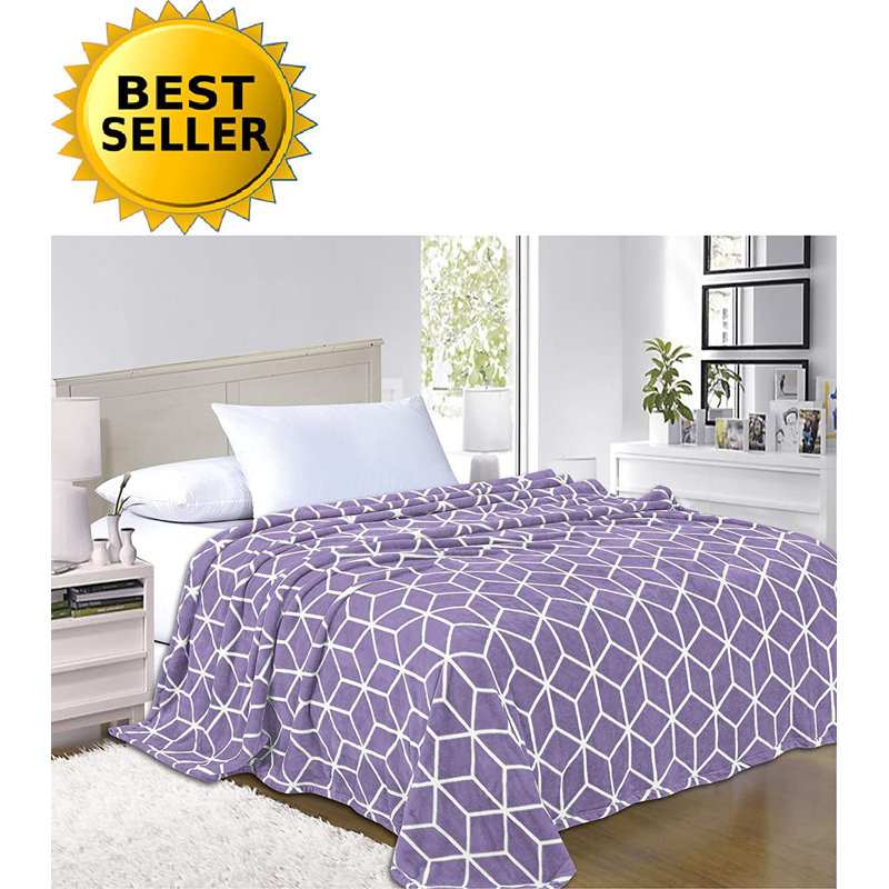 King Size Navy and White Fleece Cotton Blanket