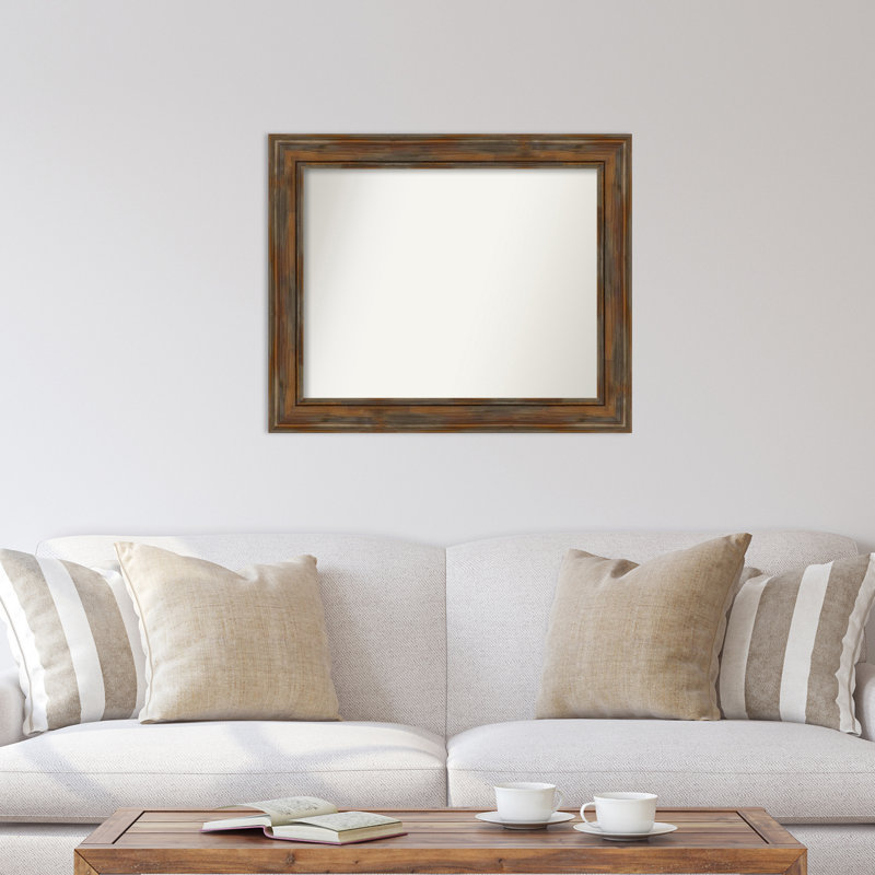 Miroir d'appoint mural Chirsty, H 28 po x l 34 po, Brun patiné