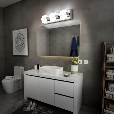 SOLFART 3 Lights Chrome Bathroom Vanity Light Modern LED Bathroom Light Fixtures Over Mirror Vaniy L