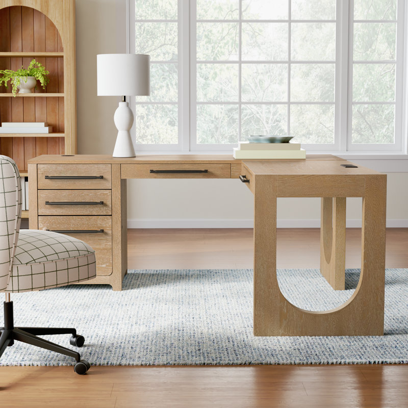 Fitzgerald L-Shaped Computer Desk with Power Outlet