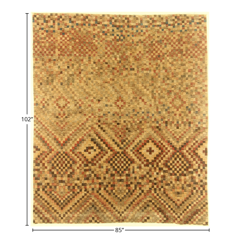 Tapis unique en laine noué à la main Oushak ivoire de 7 pi 1 po x 8 pi 6 po Cora