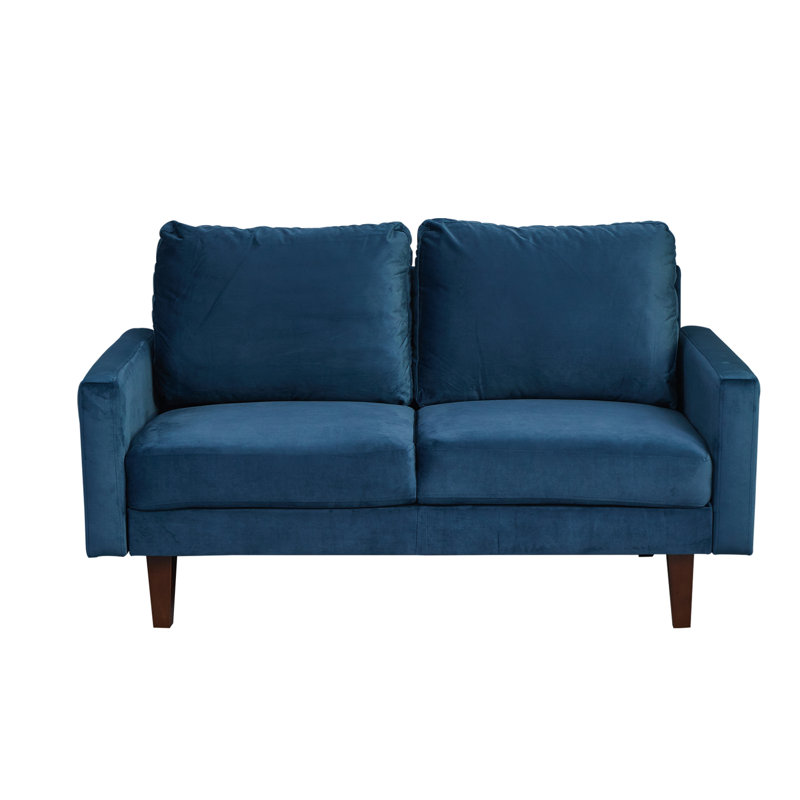 Jekori 59'' Velvet Loveseat, Prussian Blue Velvet