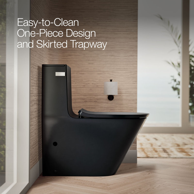 Brazn 1.28 GPF Water Efficient Round One-Piece toilet (Seat Included), Honed Black