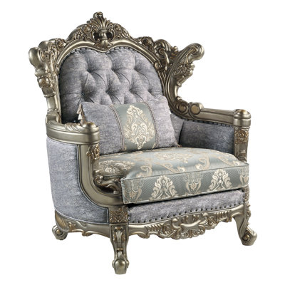 Chair w/Pillow Fabric & Antique Bronze