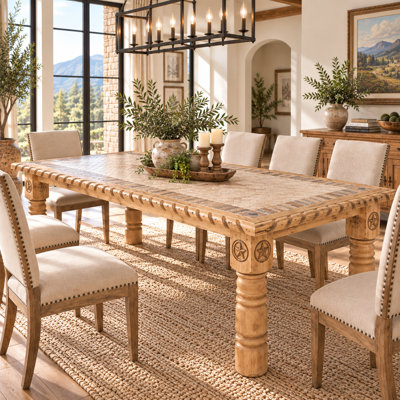 Rustic Stone Inlay Star Dining Table