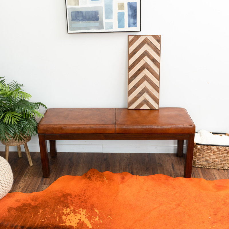 Leather Bench with Lines