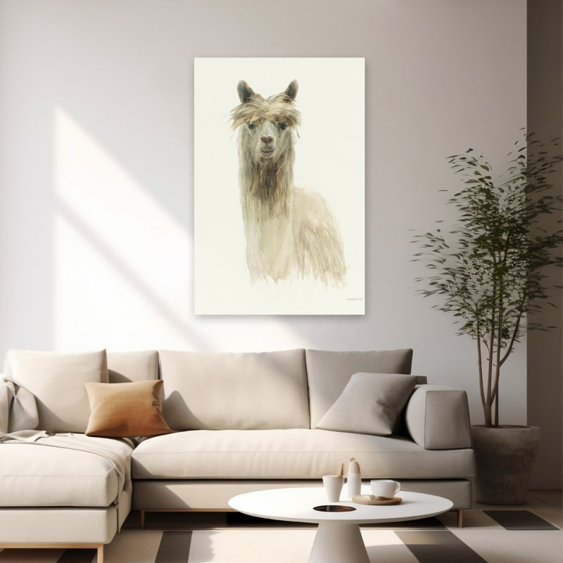Animaux et animaux de grange, lamas classiques, art, H 60 po x l 40 po