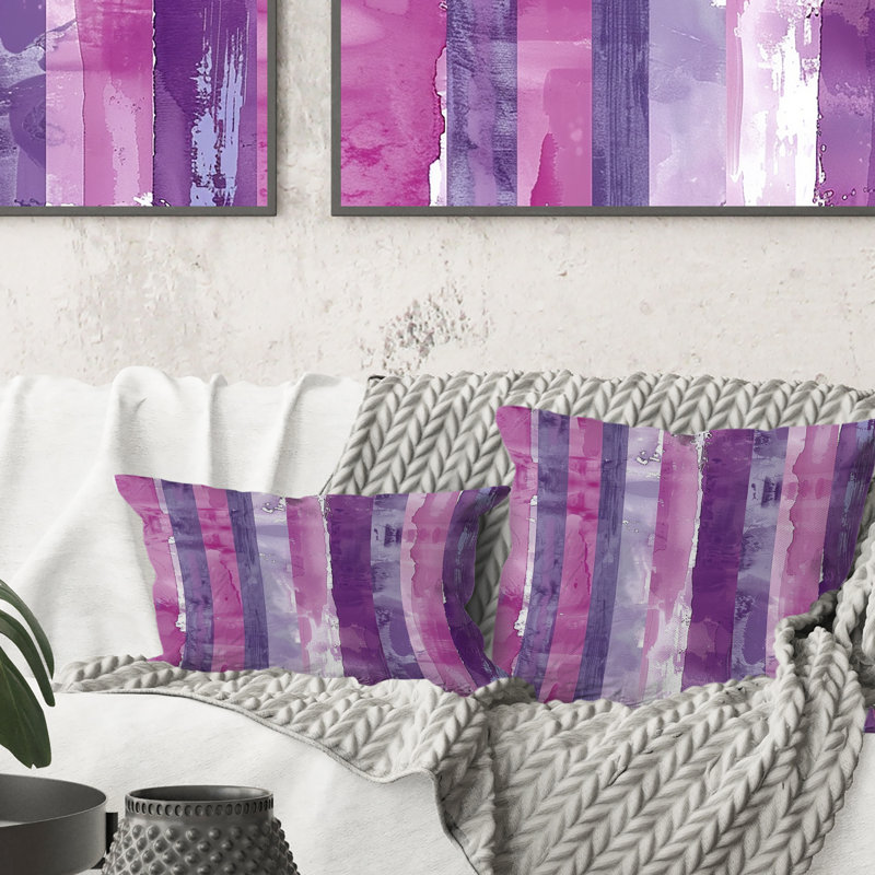 Coussin lombaire mauve blanc à fines rayures II