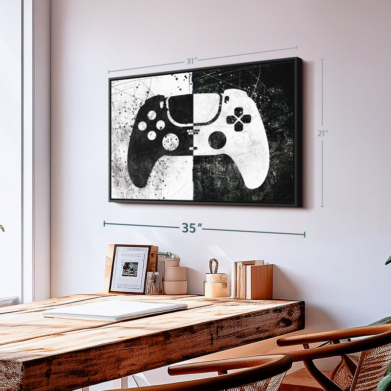 " Grunge Game Controller Canvas Print " Print, 21" H x 31" W