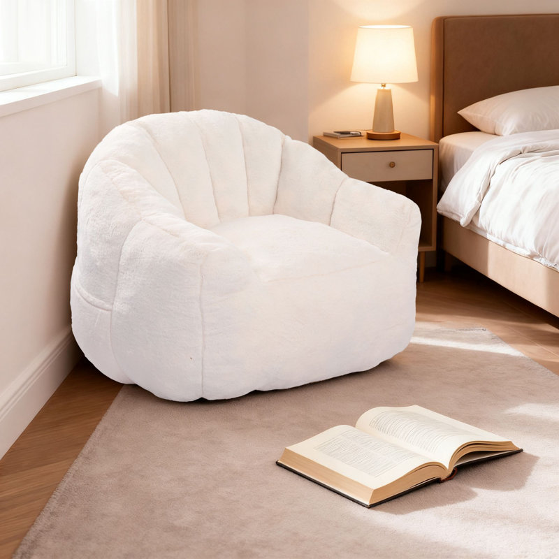 Fauteuil à billes Comfy, Fausse fourrure blanche