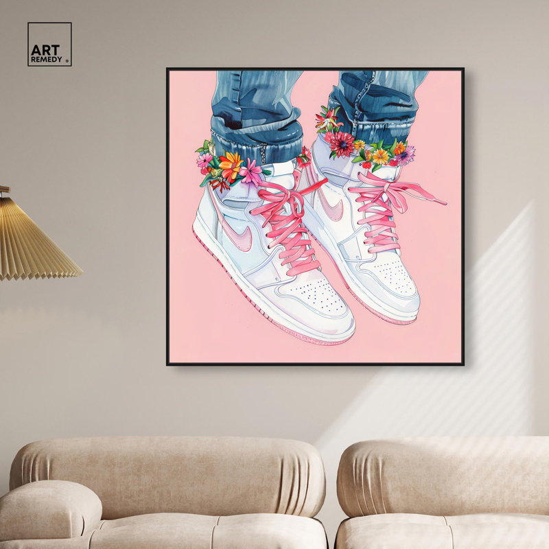 Art mural sur toile Blush, H 41 po x l 41 po, Cadre flottant noir