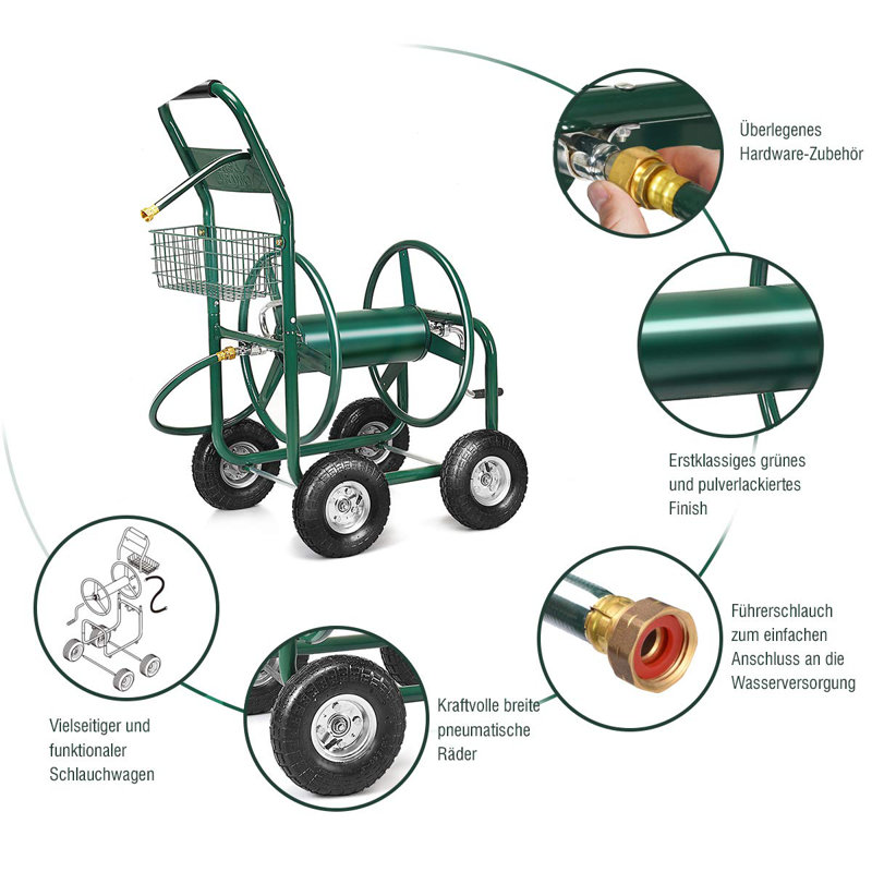 Hallstead Metal Cart Hose Reel