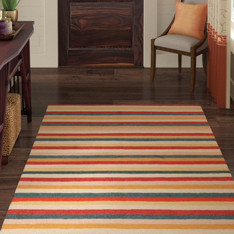 Tapis de zone rouge en laine touffeté à la main Midkiff