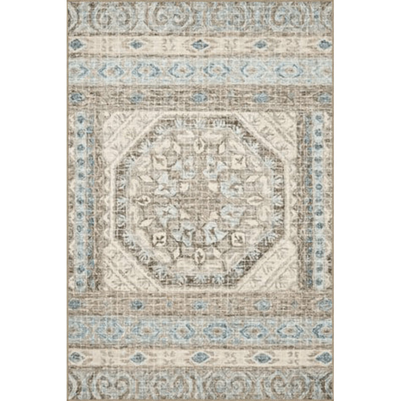 Tapis décoratif lavable à la machine bleu clair, Rectangle 3 pi 3 po x 4 pi 11 po