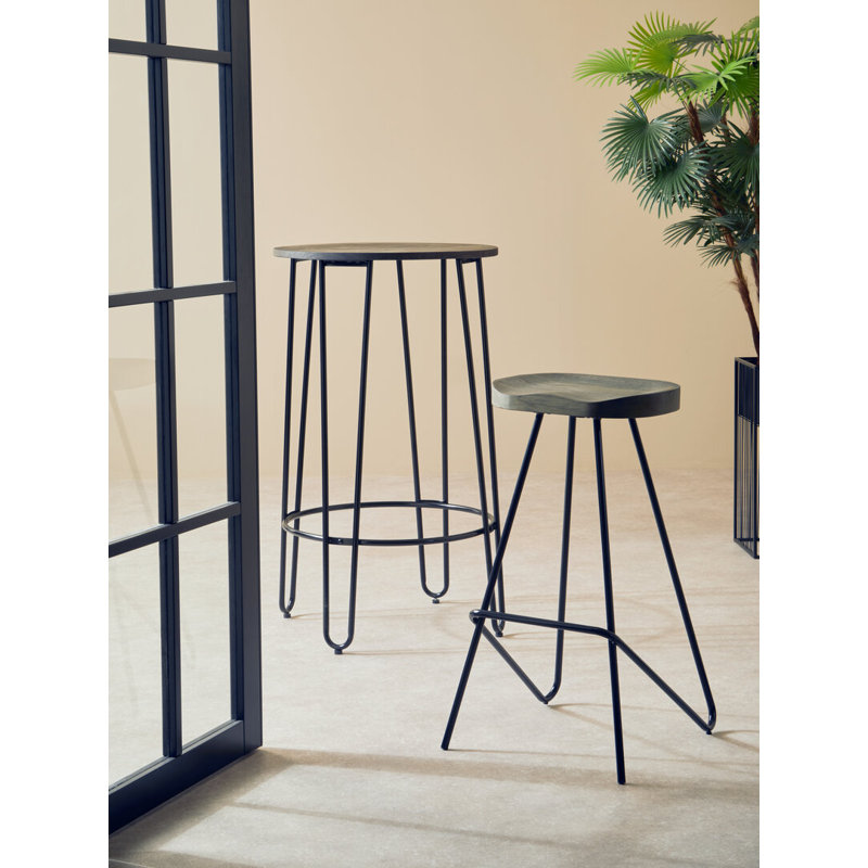 Counter Stool with Metal Frame, Brown/Black