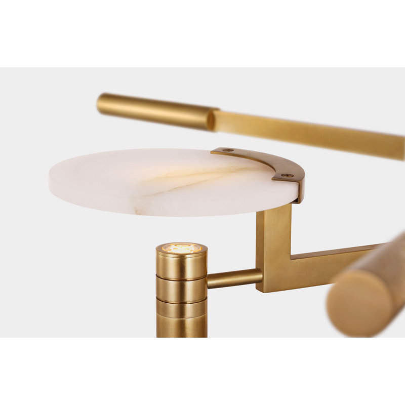 Melange 36" Floating Disc Chandelier with Alabaster, Antique-Burnished Brass