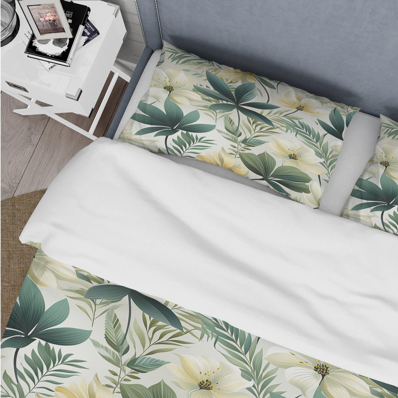 Literie Minimalist Flora, Housse de couette pour très grand lit et 2 très