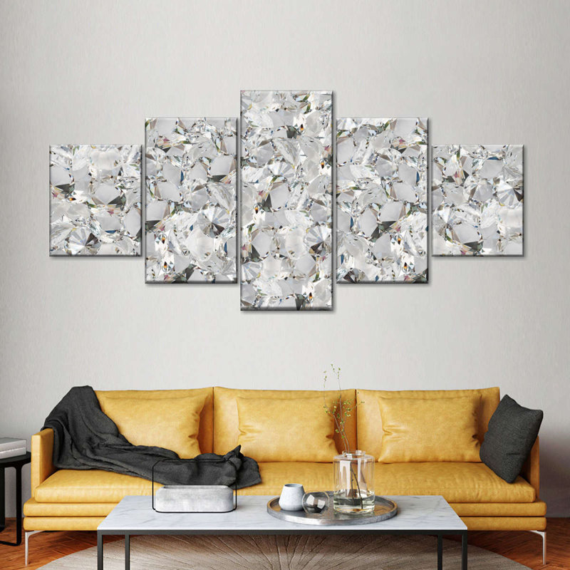 Vue microscopique du diamant sur toile, ensemble de 5 pièces, H 24 po x l 55 po x P 1,25 po
