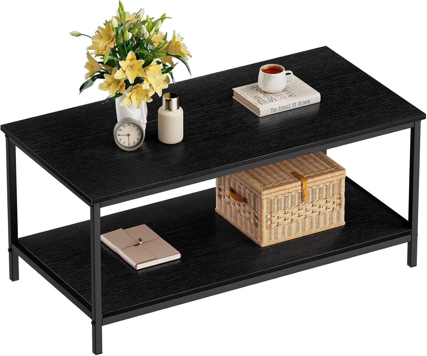 17 Stories Coffee Table For Living Room Modern Rectangle 2-Tier Coffee ...