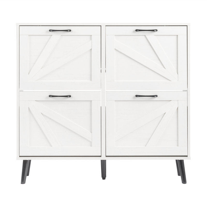 Modern Shoe Cabinet – Easy-clean Space-saving For Entryway/apartment/home Storage Essential, White