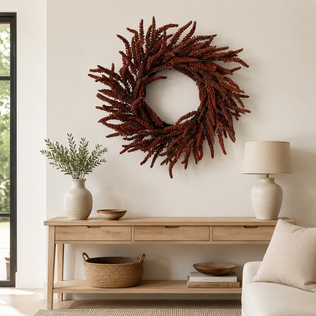 Faux Foliage Plastic 22'' Wreath