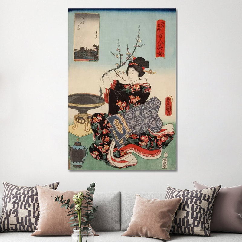Woman With Tree Branch - Painting on Canvas, Wrapped Canvas, 20.32 cm H x 30.48 cm W