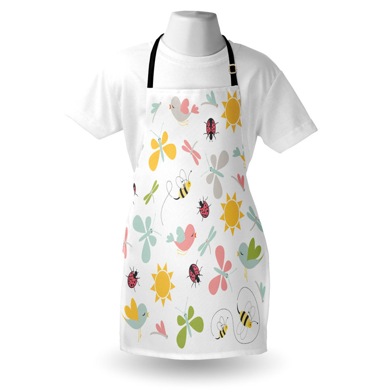 Bungalow rose libellule tablier unisexe printemps griffonnage art adulte taille multicolore